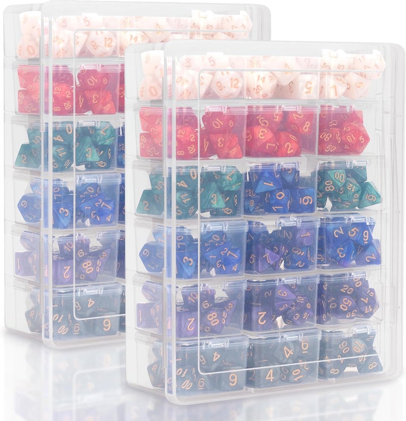 KISLANE Plastic Storage for 210 Dice, Dice Display Case With 18 Boxes Each Holding up to 12 Dices, Dice Case for DnD Dice Great for Dice Collectors or RPG D&D Games (2-Pack Transparent) - Image 1